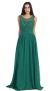 Round Neck Lace Beaded Bodice Long Formal Prom Dress in Hunter Green